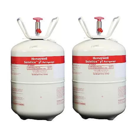 Honeywell HFO-1234yf – Two cylinders (10 lbs each) (Brand may vary between Honeywell or National Refrigerants)