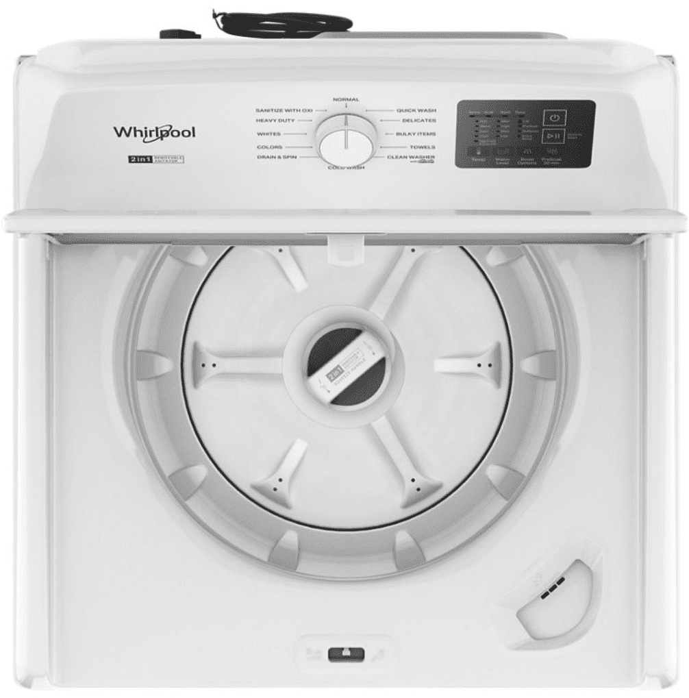 Whirlpool WTW4107SW 4.2 – 4.3 Cu. Ft Top Load Washer with 2-in-1 Removable Agitator, White