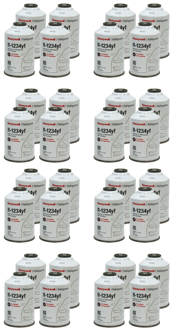 Honeywell R-1234yf, Thirty-Two(32) 8-ounce Cans of Refrigerant (EIGHT CASES) (Brand may vary between Honeywell or Nation