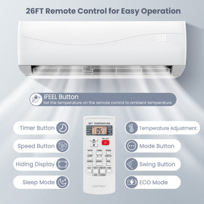 18000 BTU 19 SEER2 208-230V Ductless Mini Split Air Conditioner and Heater