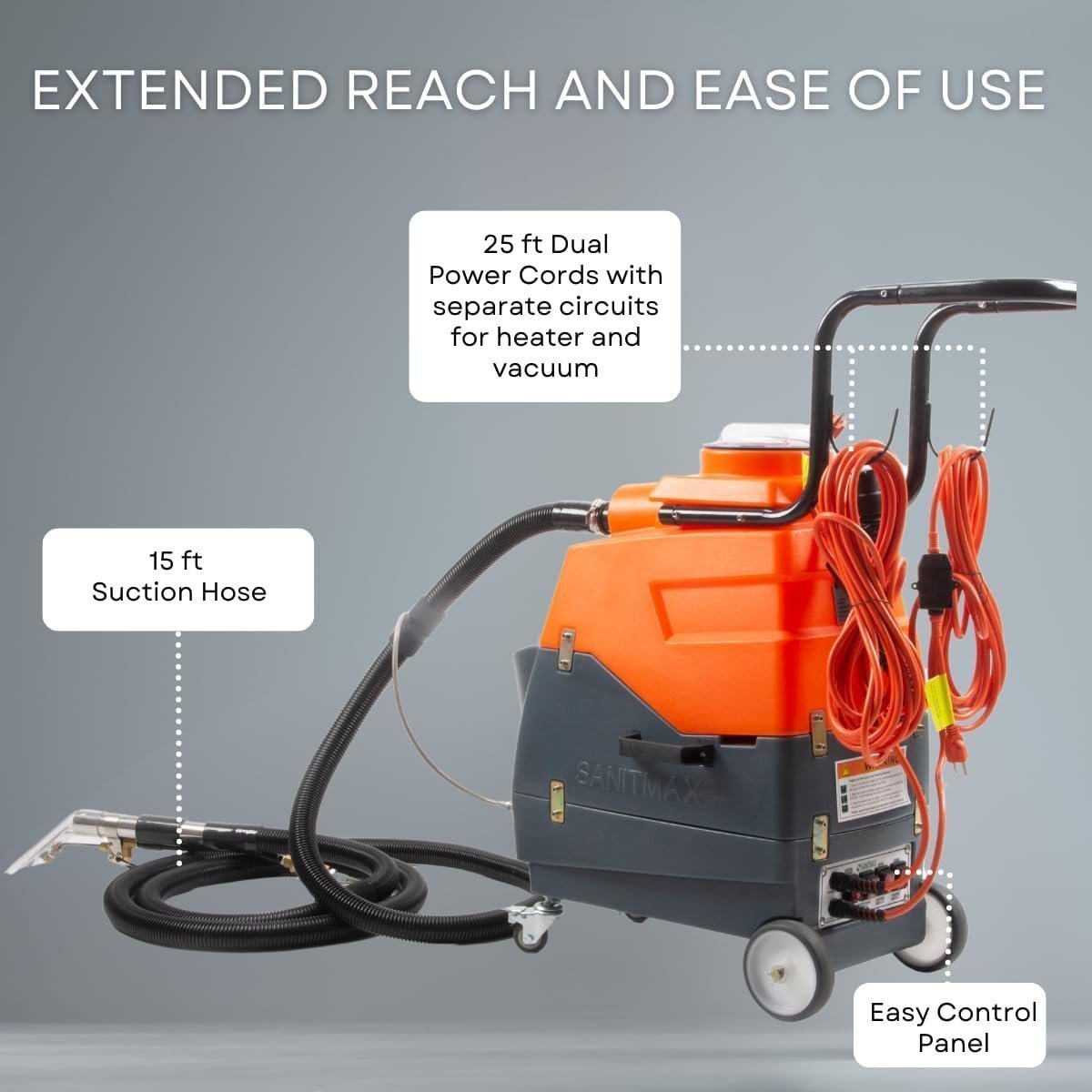 Commercial Heated Carpet & Upholstery Extractor, 160 PSI, 5.3 Gal Tank, 149°F