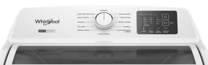 Whirlpool WTW4307SW 4.2–4.3 Cu. Ft. Top Load Washer with 2-in-1 Removable Agitator, Soft Close Glass Lid, White