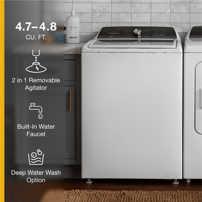 Whirlpool WTW5057LW 4.7 – 4.8 Cu. ft. Top Load Washer w/ Removable Agitator