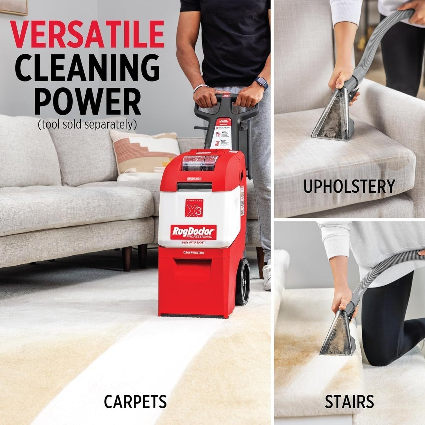 Rug Doctor X3 Commercial Carpet Cleaner Pet Pro Pack with Stain & Odor Removers