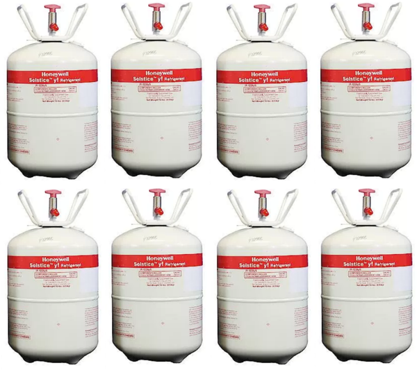 Honeywell HFO-1234yf – Eight cylinders (10 lbs. cylinders) (Brand may vary between Honeywell or National Refrigerants)