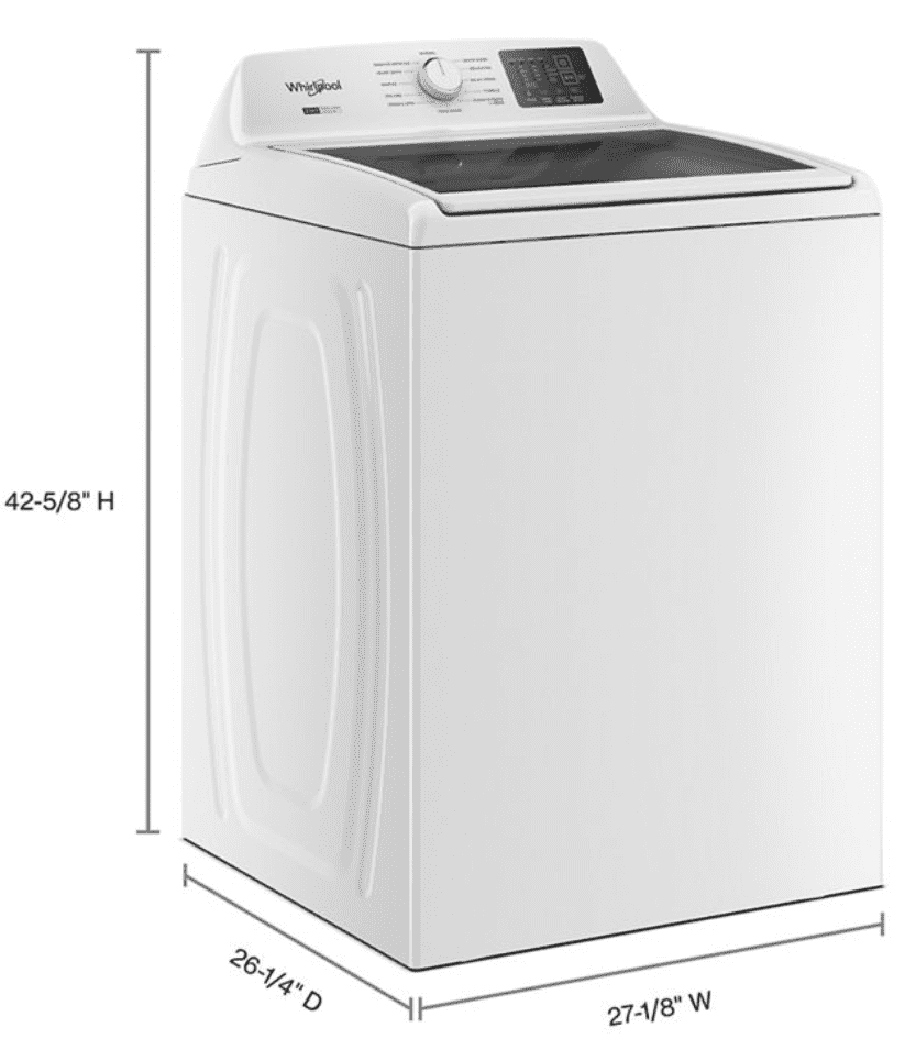 Whirlpool WTW4307SW 4.2–4.3 Cu. Ft. Top Load Washer with 2-in-1 Removable Agitator, Soft Close Glass Lid, White
