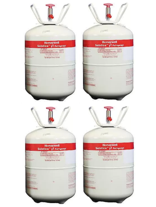 Honeywell HFO-1234yf – Four cylinders (10 lbs each) (Brand may vary between Honeywell or National Refrigerants)