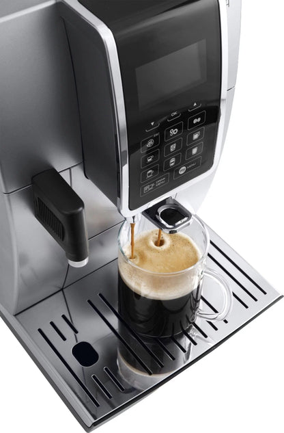 De’Longhi – Dinamica Espresso Machine with 15 bars of pressure and LatteCrema Fully Automatic Milk Frother – Silver