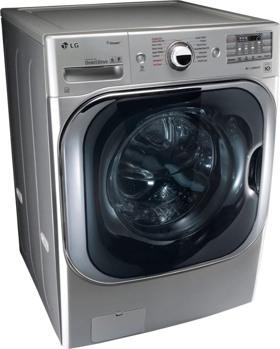 LG – 5.2 Cu. Ft. High Efficiency Front-Load Washer with Steam and TurboWash Technology – Graphite steel